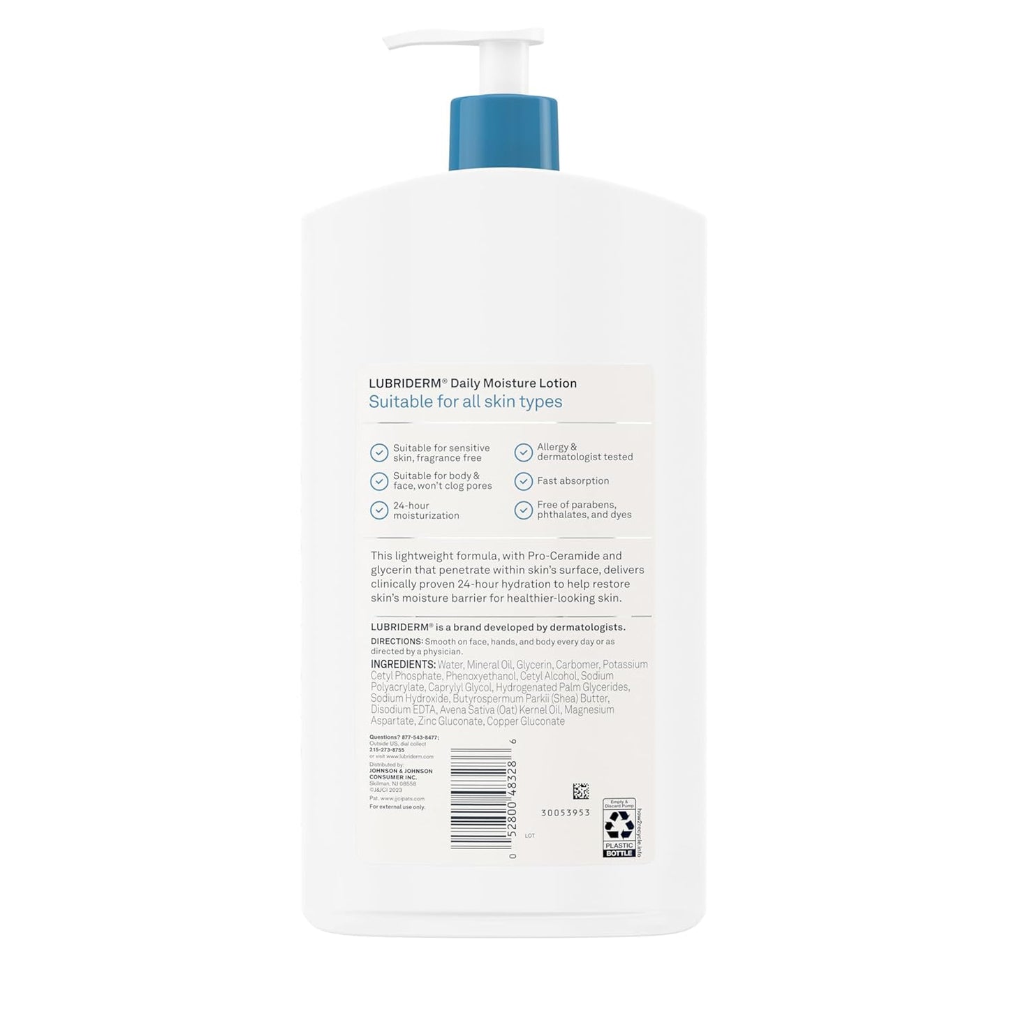 Lubriderm Fragrance Free Daily Moisture Lotion + Pro-Ceramide, Shea Bu