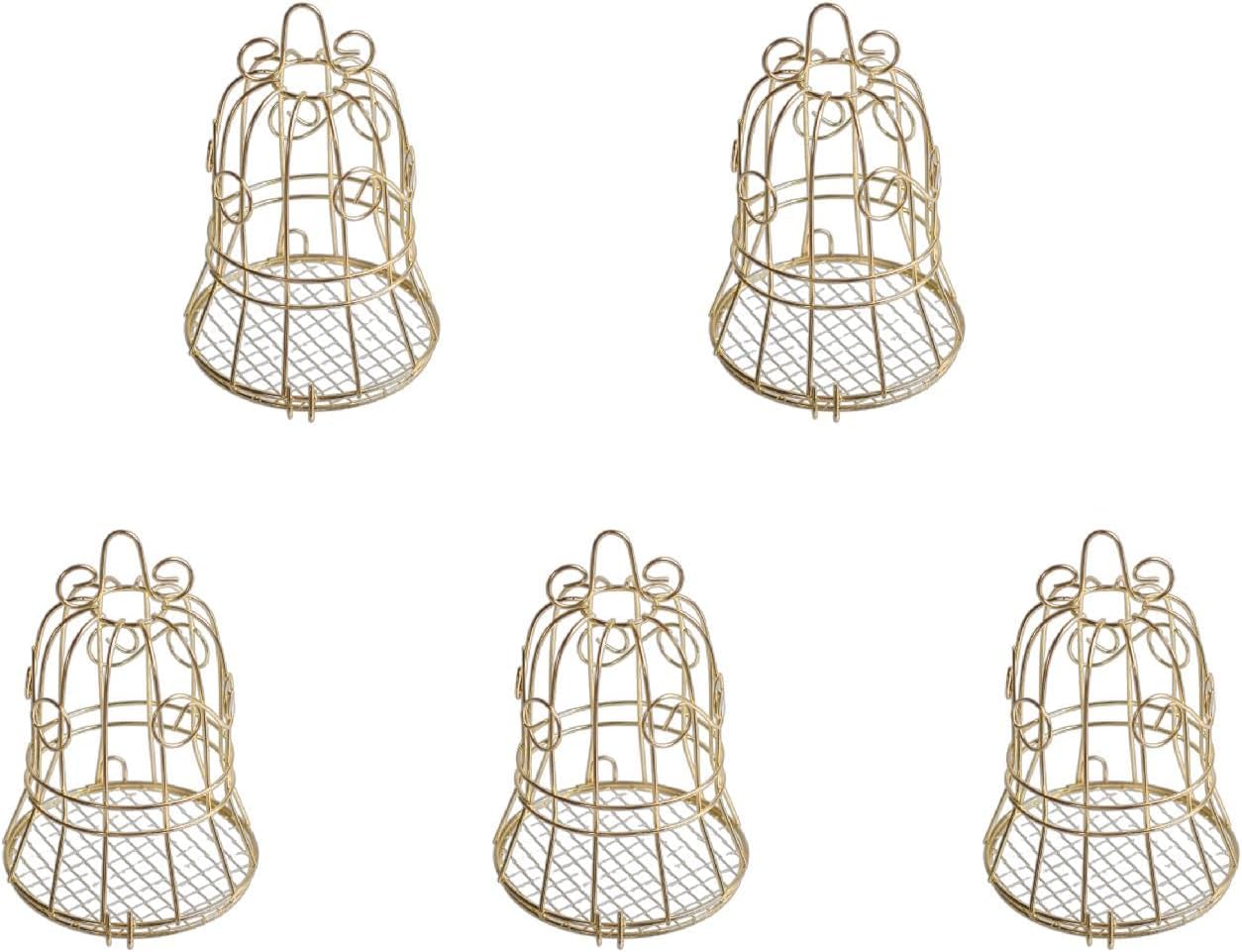 Outdoor Bird Feeder Small Hanging Fat Holder Gold Metal Cage Suet Balls Feeders Easy to Fill Feeding Tool Fat Bird Feeder