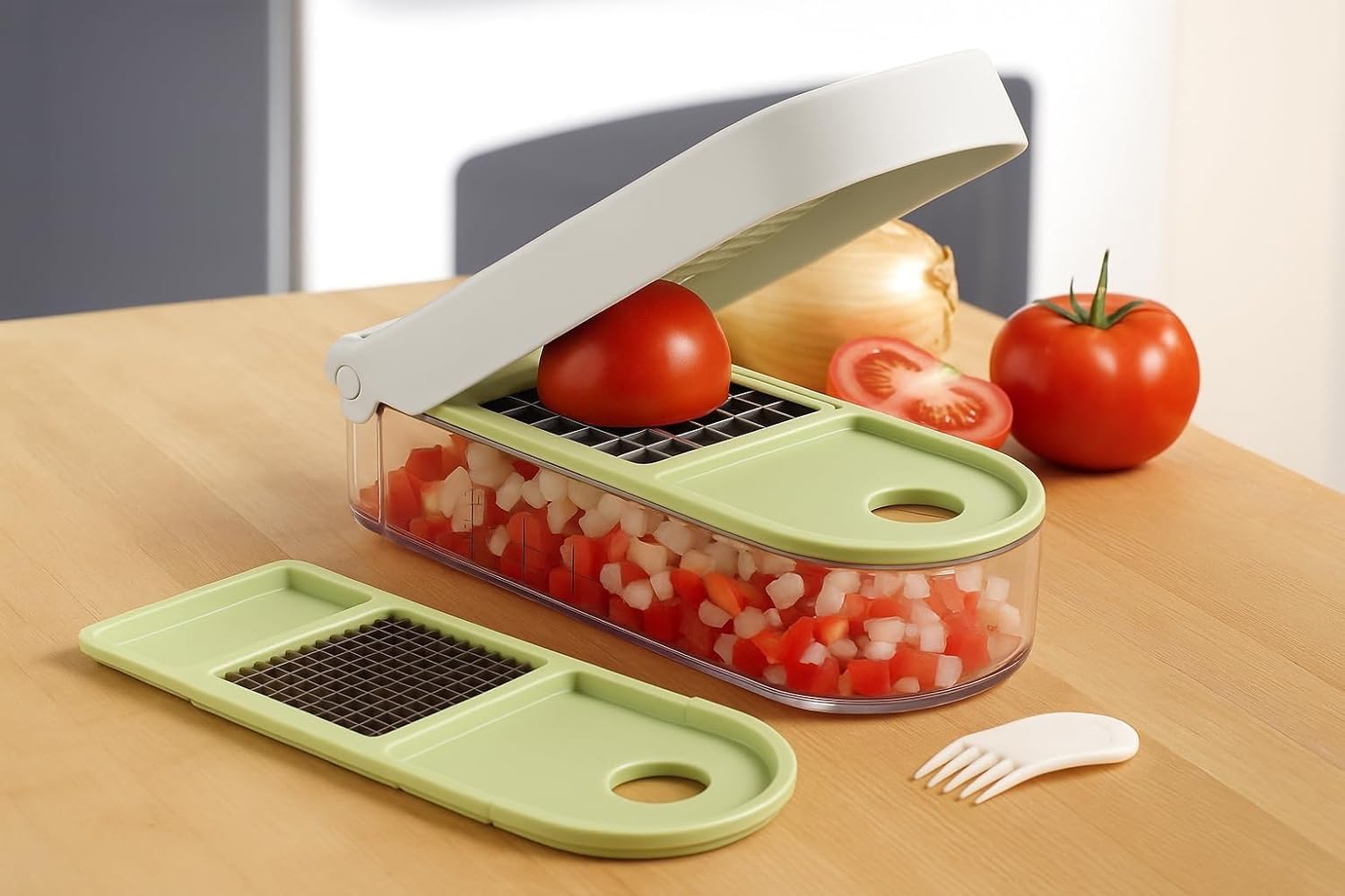 Vidalia Chop Wizard, Vegetable and Fruit Chopper with 2 Cup Base, Stai