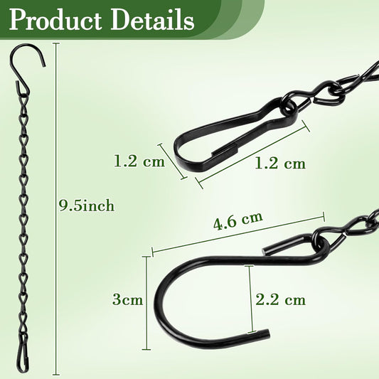15PCS Bird Feeder Hanging Chain with Hooks – Heavy Duty Black Chain fo