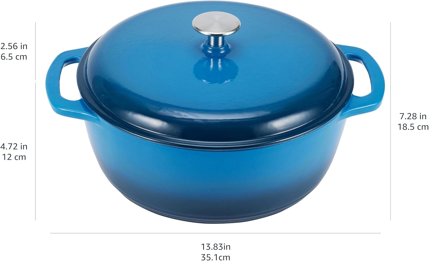 Amazon Basics Enameled Cast Iron Dutch Oven Pot with Lid, Round, Dual 