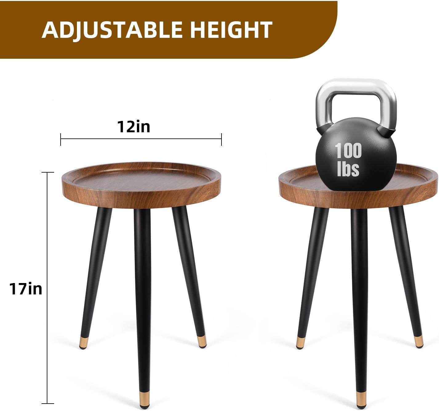Plant Stand Indoor,Mid Century Walnut Wood Plant Table, Heavy Duty Met