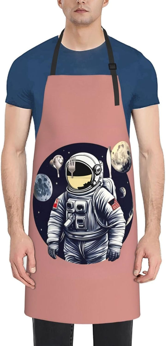 Astronaut on The Moon 1 print Waterproof chef's apron with pocket apron for kitchen cooking baking barbecue and gardening
