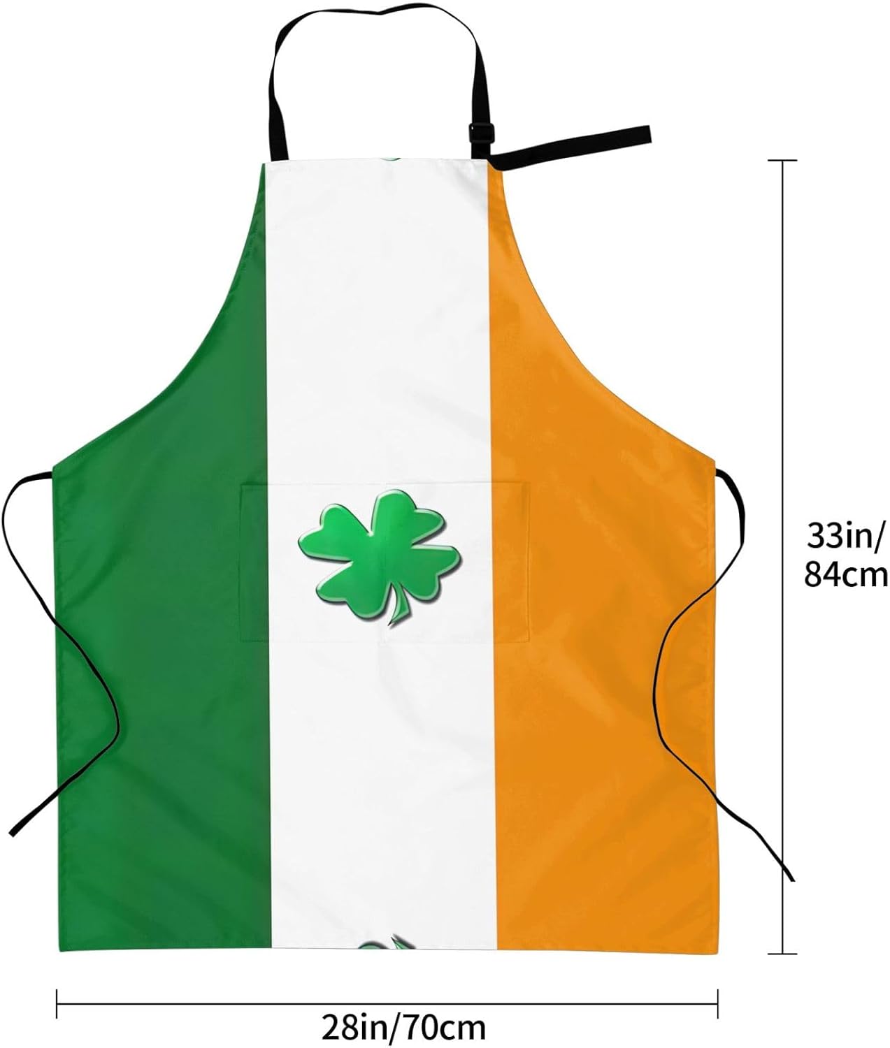 Irish Flag Print 28x33 In Adult Kitchen Apron with Pockets Versatile Chef Smock for Cooking Baking