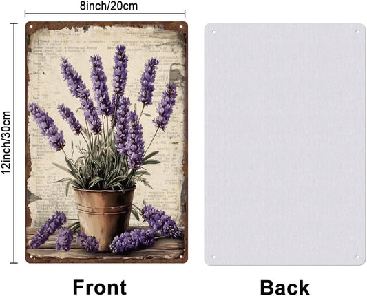 SUPERDANT Lavender Tin Signs Flowers Metal Sign Poster Plants Vintage 