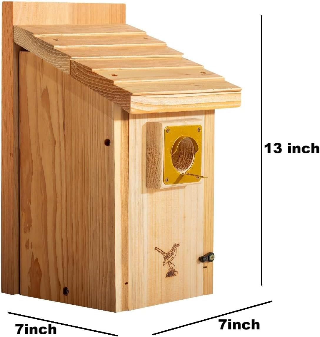 2pk XL Bluebird Houses Nesting Box for Outside - Heavy Duty Bird House - Birdhouses for Outside - Wall Tree Pole Mountable - 1.5” Hole 13/16" Thickness Assemble Needed