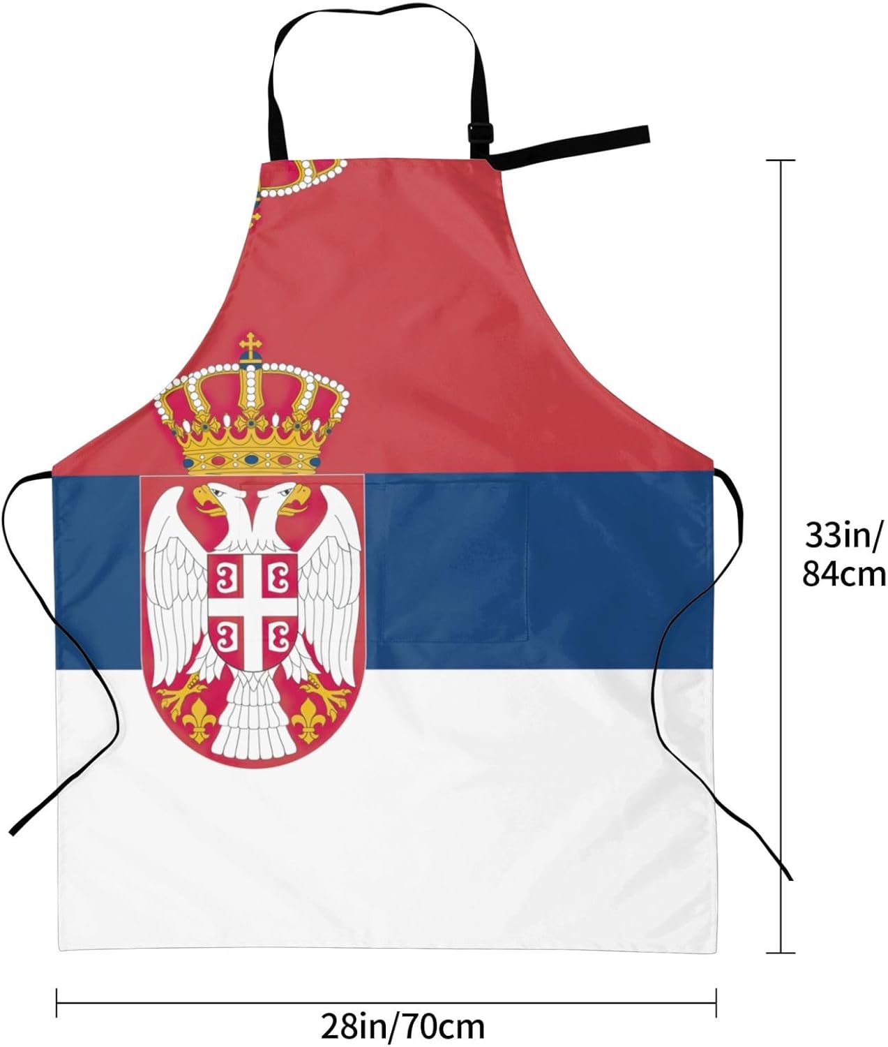 Flag of Serbia Print Laundry apron 28x33 In Waterproof Kitchen Apron with Pockets for Cooking Baking