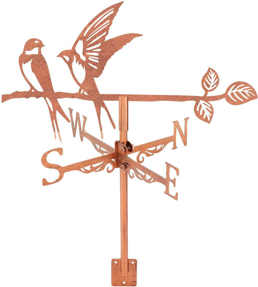 SUPERDANT Swallow Weather Vane Bird Tree Branch Wind Vanes for Yard Animals Metal Weathervane Roof Mount for Gardens Outside Reddish Copper Weathervanes Farmhouse Farm Barn Sheds Patio Decorations