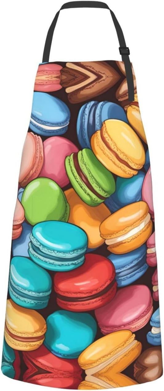 Macaron Biscuit Flavored print Waterproof chef's apron with pocket apr