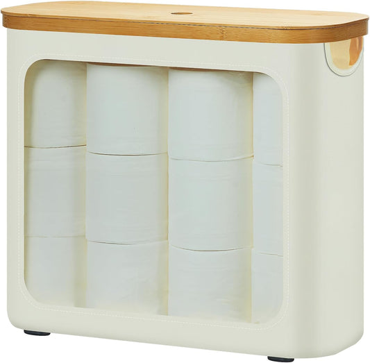 Toilet Paper Storage with Lid, Large Toilet Paper Holder for up to 12 