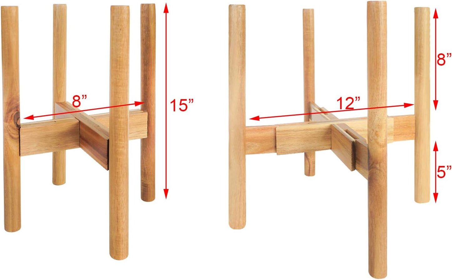 SOTECH Plant Stand Wood Flower Pot Holder Adjustable 8 to 12 inches, Bamboo Modern Plant Stand 15 inches in Height, Fit 8 9 10 11 12 inch Pots Pot & Plant Not Included Potted Stand Display Rack