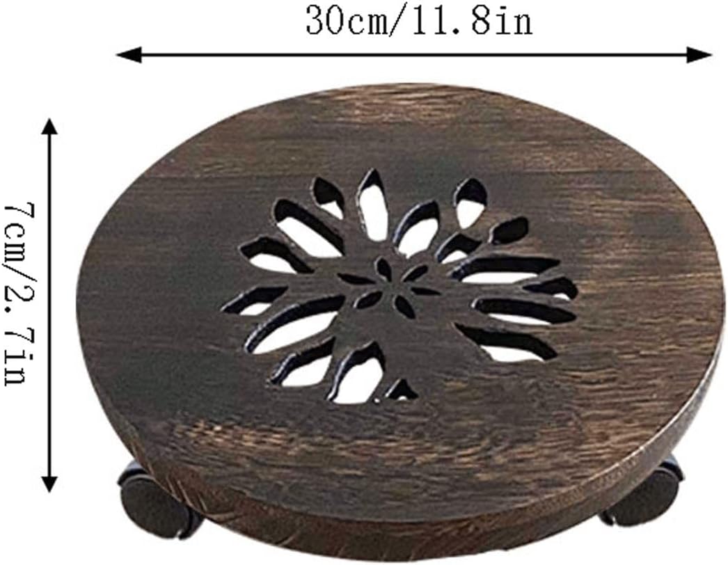 Wooden Vase Base Trolley With 360° Rotating Casters Rolling Tray Heavy Duty Potted Plant Stand Trolley Casters Rollers For Indoor Outdoor Potted Ornaments Wooden Vase Stand ( Color : B )