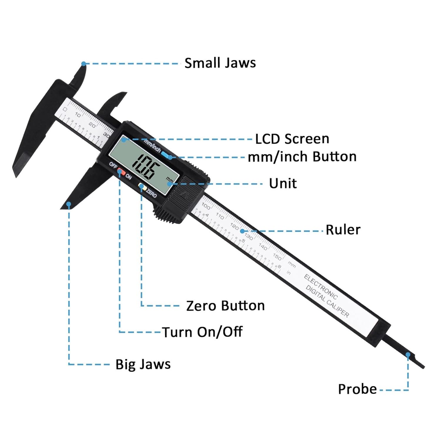 Digital Caliper, Adoric 0-6" Calipers Measuring Tool - Electronic Micr