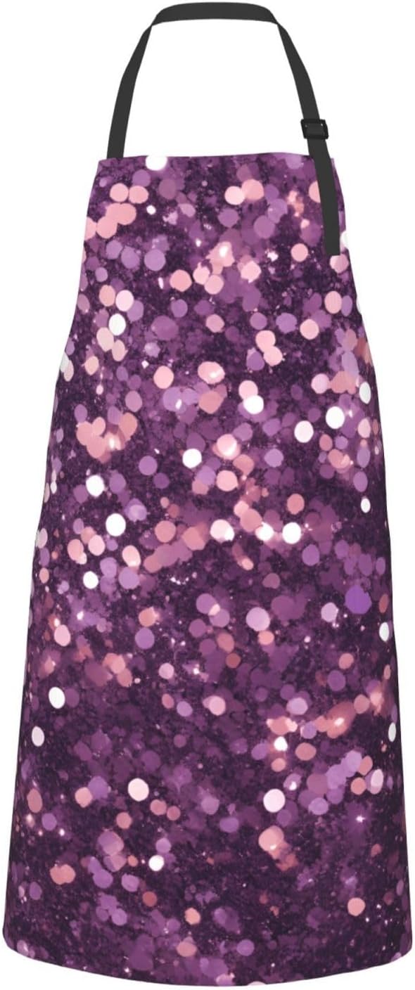 YANYU Glitter pattern Print 28x33 In Kitchen Apron Stylish Chef Apron with Pockets for Cooking Baking Painting