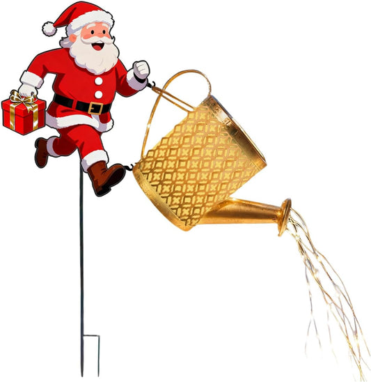 Metal Solar Christmas Waterfall Light Garden Yard Decoration Solar Charging Holiday Kettle for Outdoor Festivities
