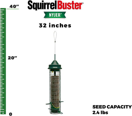 Squirrel Buster® Nyjer® – Squirrel-Proof Nyjer®/Thistle 2.4-pound Seed Capacity Feeder w/8 Feeding Ports & 4 Perches, Easy Fill & Clean, Durable Outdoor Feeder for Finches, Goldfinches & Small Birds
