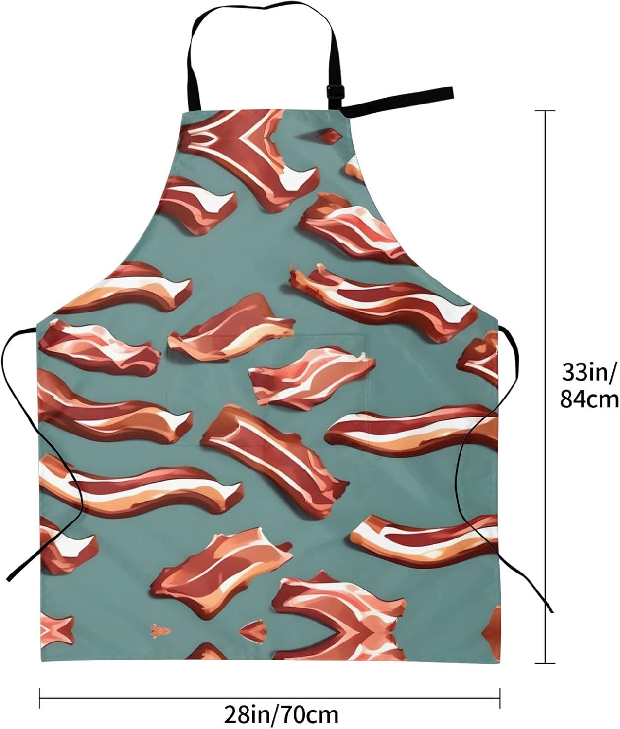 Streaky Bacon Pattern print Waterproof apron with pocket adjustable cooking apron for adult kitchen bibs to bake