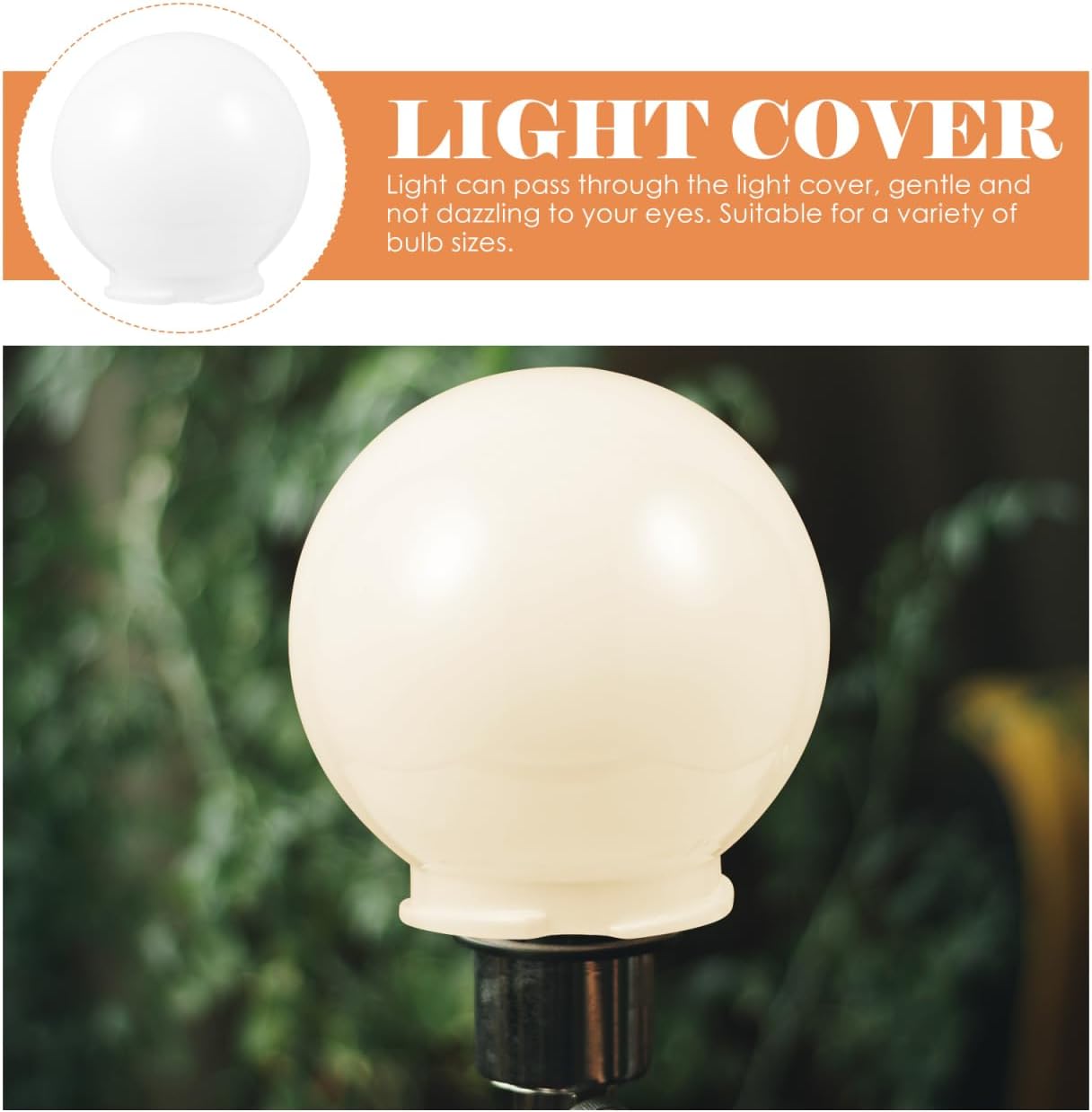 DECHOUS White Globe Lamp Shade Replacement Acrylic Globe Light Cover for Outdoor Patio Garden Courtyard Post, 12-Inch Round Design for Street and Landscape Lighting