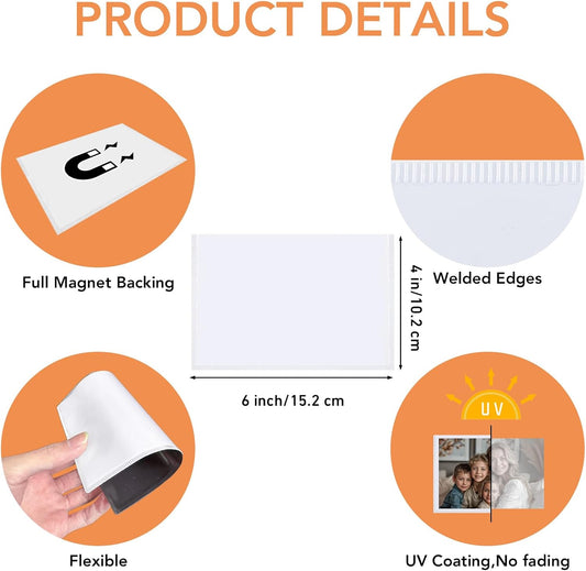 Magnetic Picture Frame, 10 Pcs Magnetic Picture Frames for Refrigerator 4x6, Magnetic Photo Frames with White Border, Refrigerator Magnets for Pictures Suitable Home, School, Office