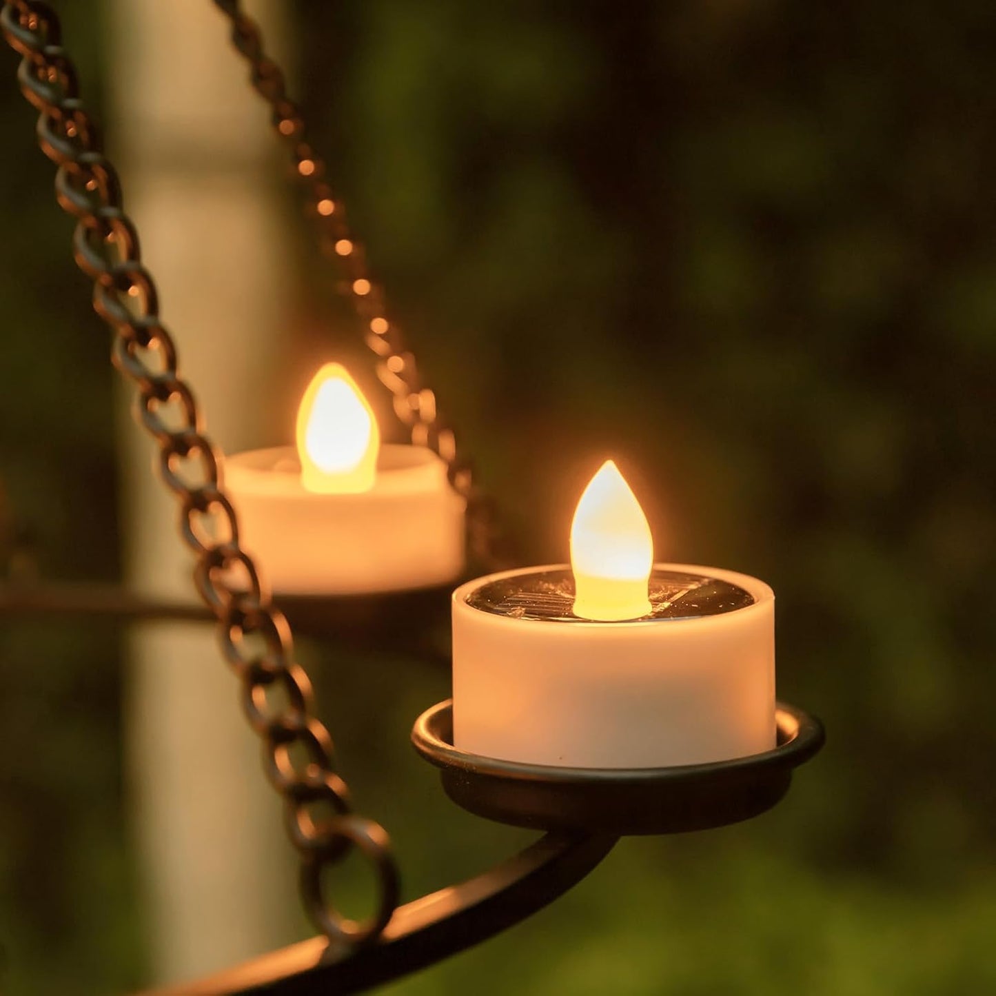 12Pack Solar Tea Lights Outdoor Waterproof, Small Solar Lights with Rechargeable Dusk to Dawn Sensor, Flameless Flickering LED Votive Candles for Lantern Window DIY Patio Chandelier Decor(Warm White)