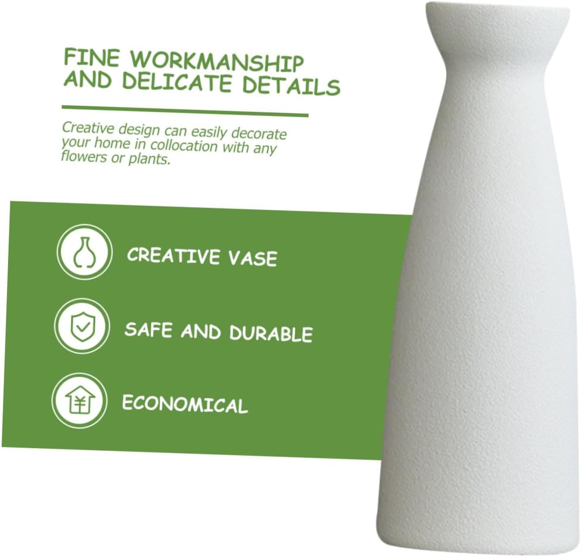 PRETYZOOM White Ceramic Mini Flower Vase Medium Size Hydroponic Pot Home Décor Planter for Dried Flowers Tabletop Ornament