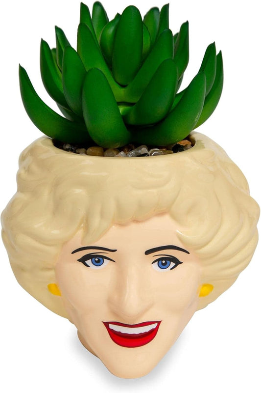Toynk The Golden Girls Rose 3-Inch Ceramic Mini Planter with Artificial Succulent | Cute Small Flower Pot, Faux Indoor Plants