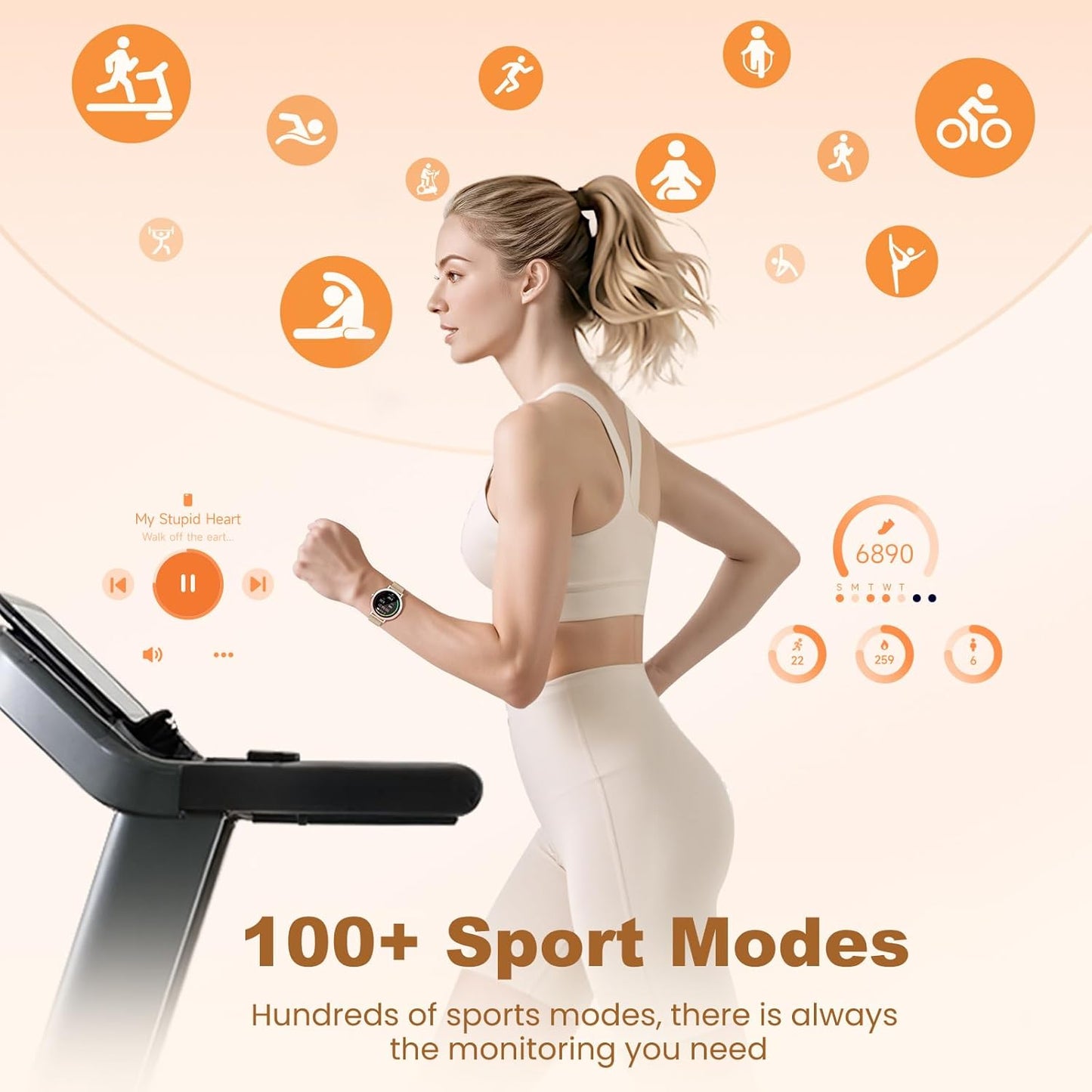 KEEPONFIT Smart Watches for Women Android/iPhone, IP68 Waterproof Fitn