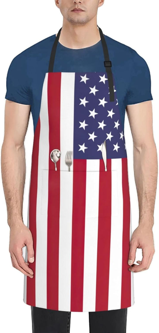 American flag print Waterproof chef's apron with pocket apron for kitc
