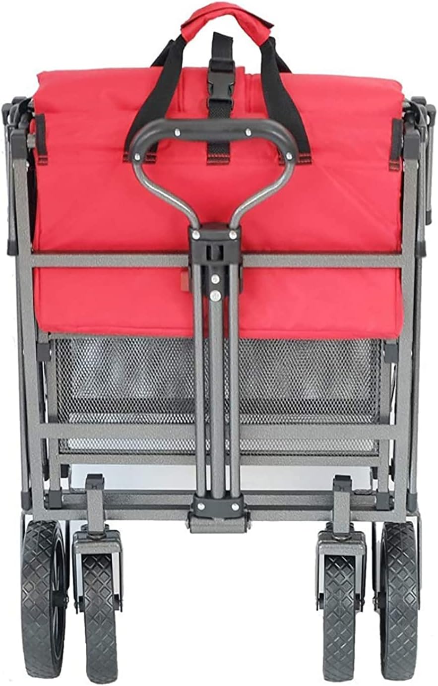 Mac Sports Double Decker Wagon: Red - Collapsible Outdoor Utility Garden Cart, 150 Lb Capacity, 32.5 x 17.5 x 10.5