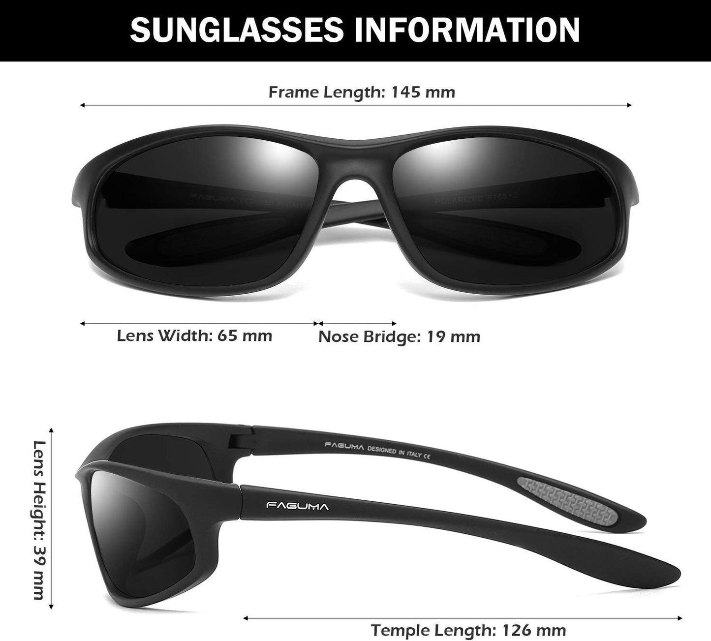 FAGUMA Polarized Sports Sunglasses For Men Cycling Driving Fishing UV4
