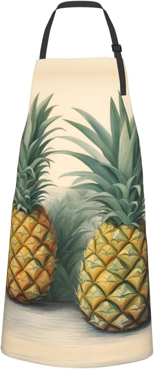 Pineapple print Waterproof chef's apron with pocket apron for kitchen 