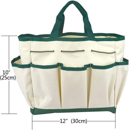 Outdoor Multi Pocket Gardening Tool Kit Holder Oxford 10" x 12" Bag 4 Side Pouches