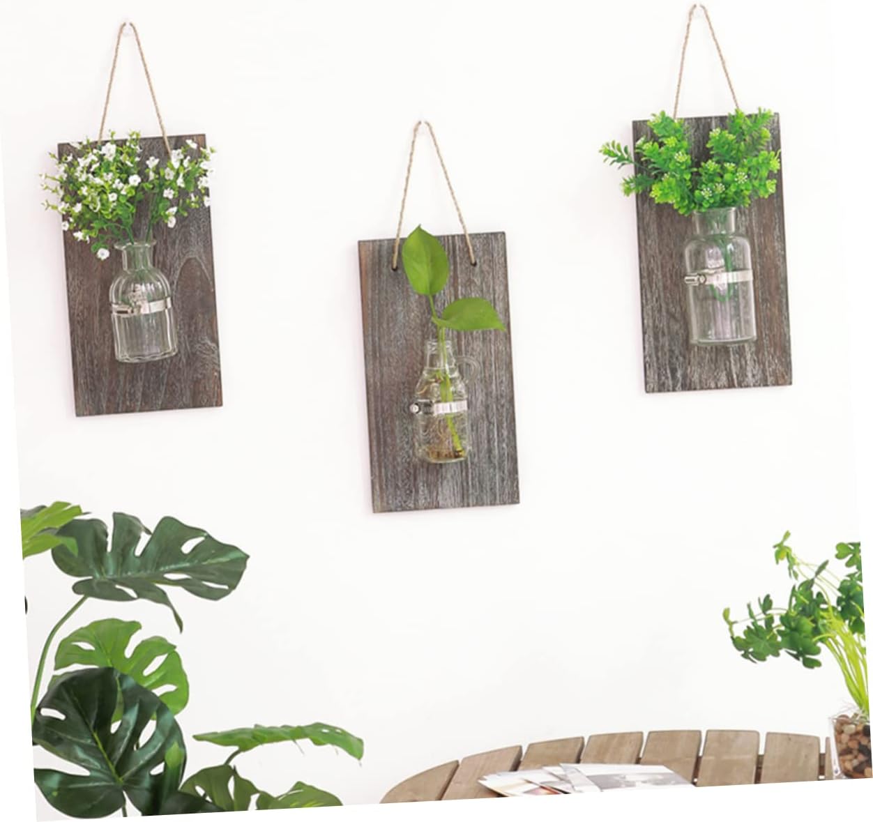 PRETYZOOM Vintage Wall Hanging Flower Pot Creative Wooden Board Hydrop