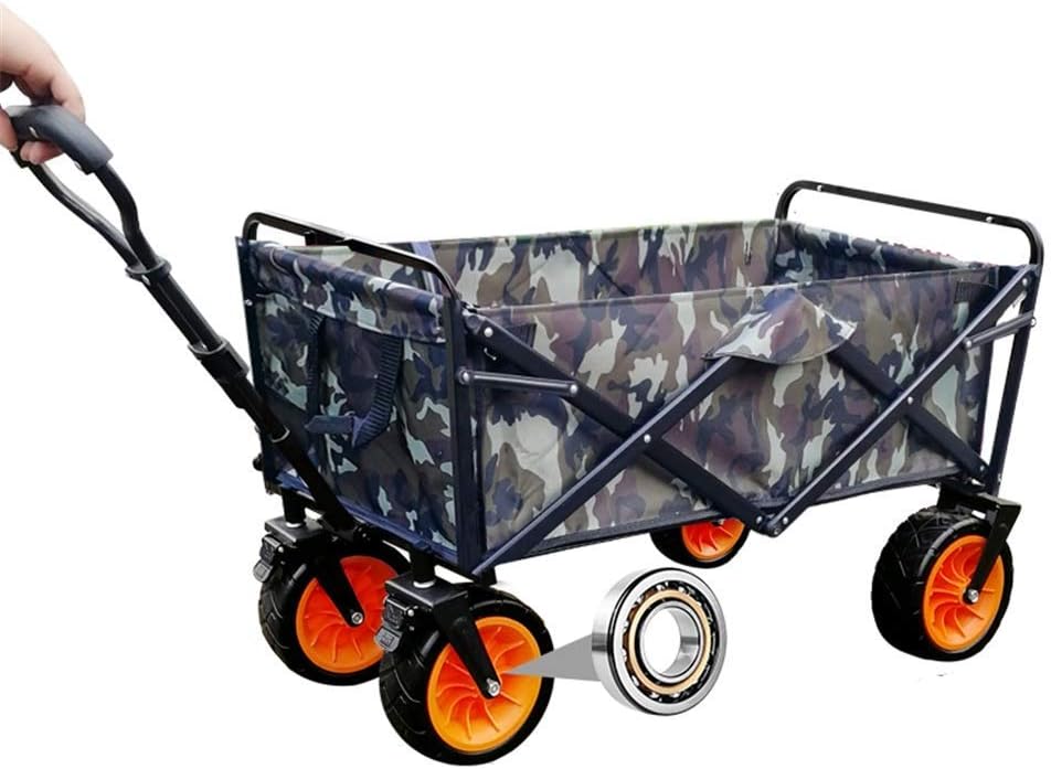 Outdoor Folding Trolley Heavy Duty Holiday Shopping Cart with Large Wheels and Foldable Steele 110 Kg for Garden Gardening Camping