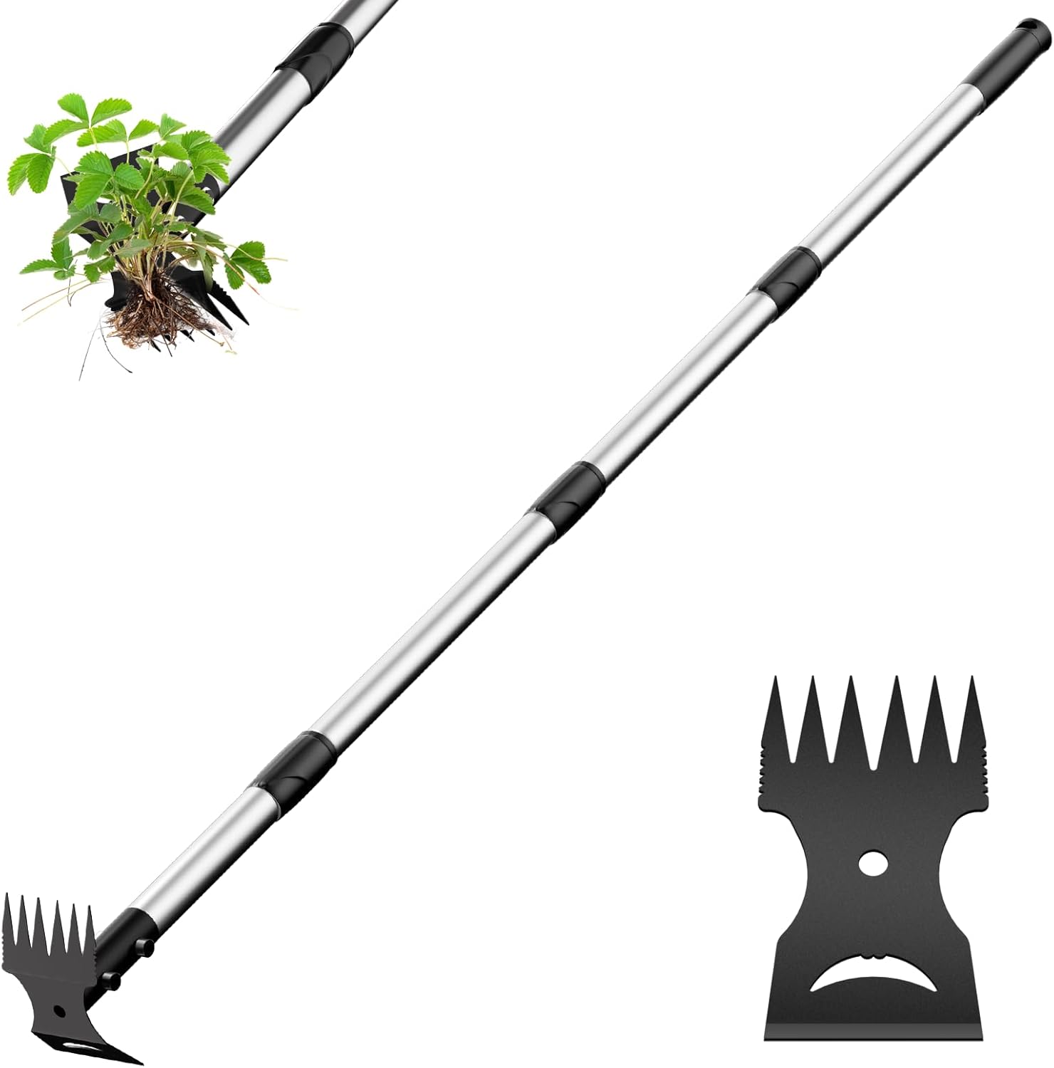 Weed Puller Tool with Long Handle – 2-in-1 Handle Garden Hoe and Weed 