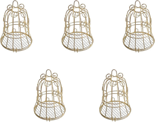 Outdoor Bird Feeder Small Hanging Fat Holder Gold Metal Cage Suet Ball