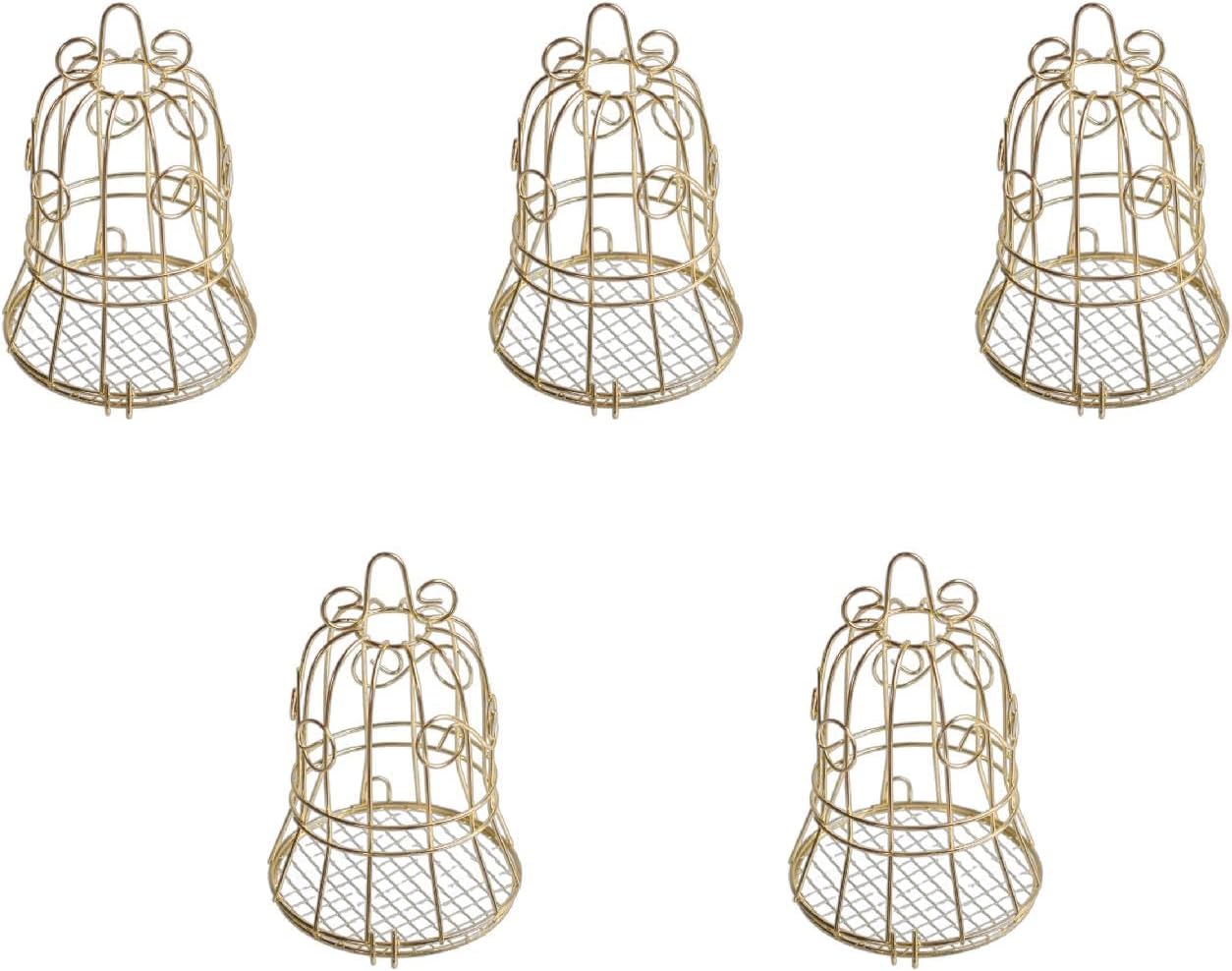 Outdoor Bird Feeder Small Hanging Fat Holder Gold Metal Cage Suet Balls Feeders Easy to Fill Feeding Tool Fat Bird Feeder