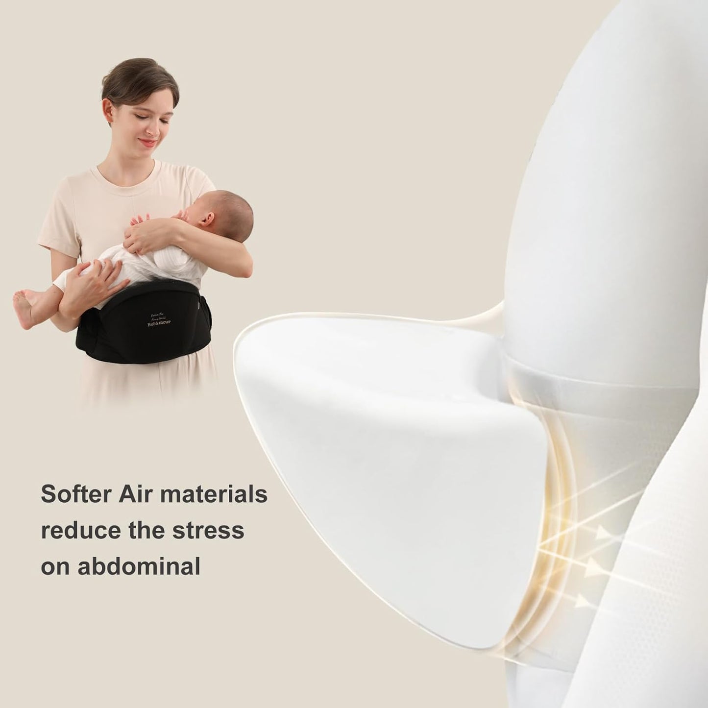 Bebamour Baby Carrier with Hip Seat,All-Position Breathable Mesh Hip S