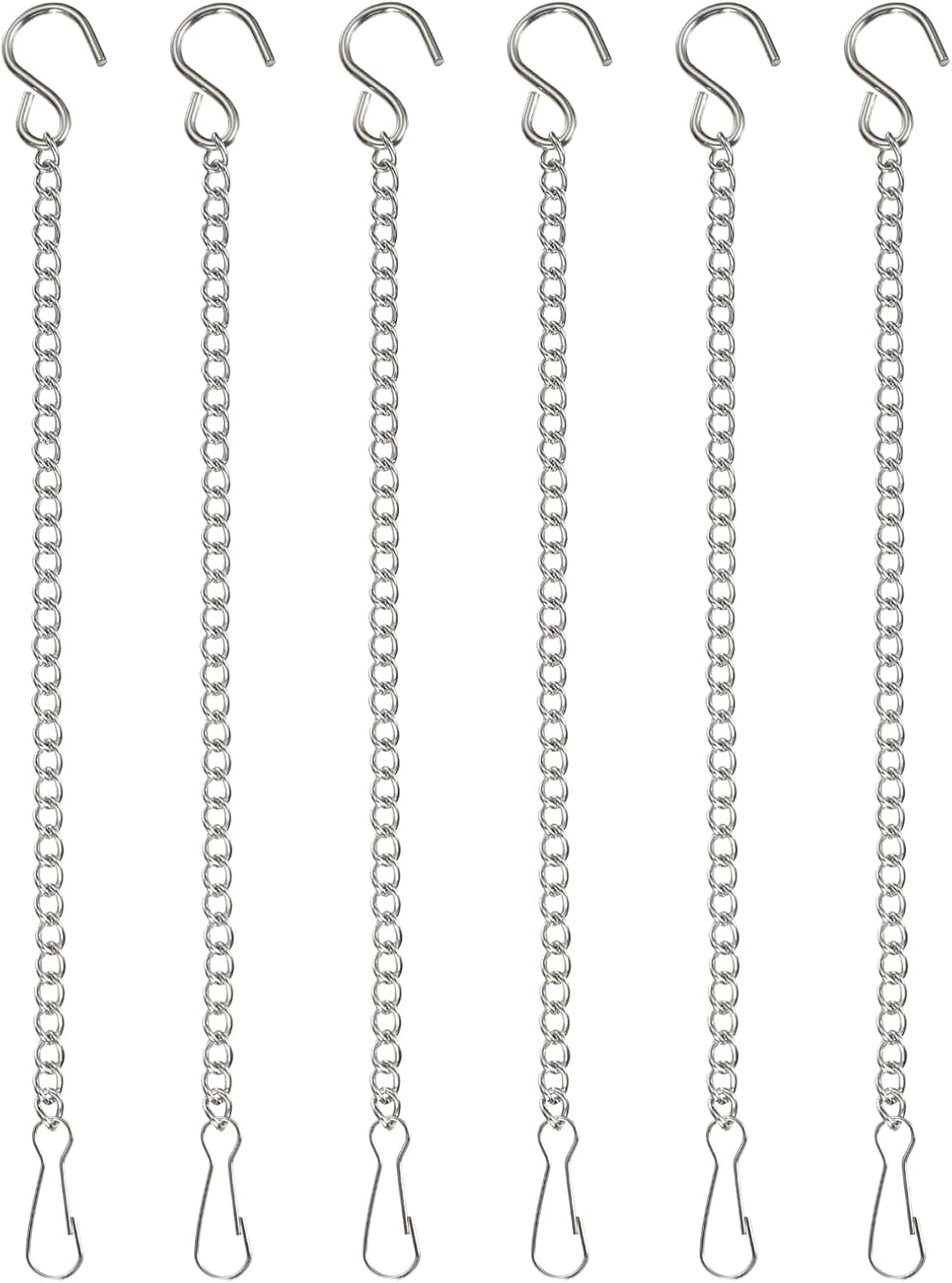 PATIKIL Hanging Chains with S-Hook, 6 Pcs Plant Hangers for Bird Feeders Planters Lanterns Wind Chimes Chalkboards and Ornament, Silver