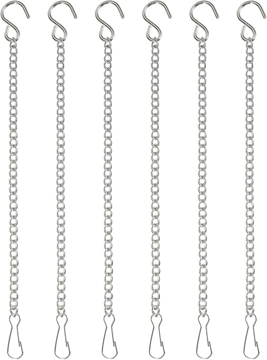 PATIKIL Hanging Chains with S-Hook, 6 Pcs Plant Hangers for Bird Feeders Planters Lanterns Wind Chimes Chalkboards and Ornament, Silver
