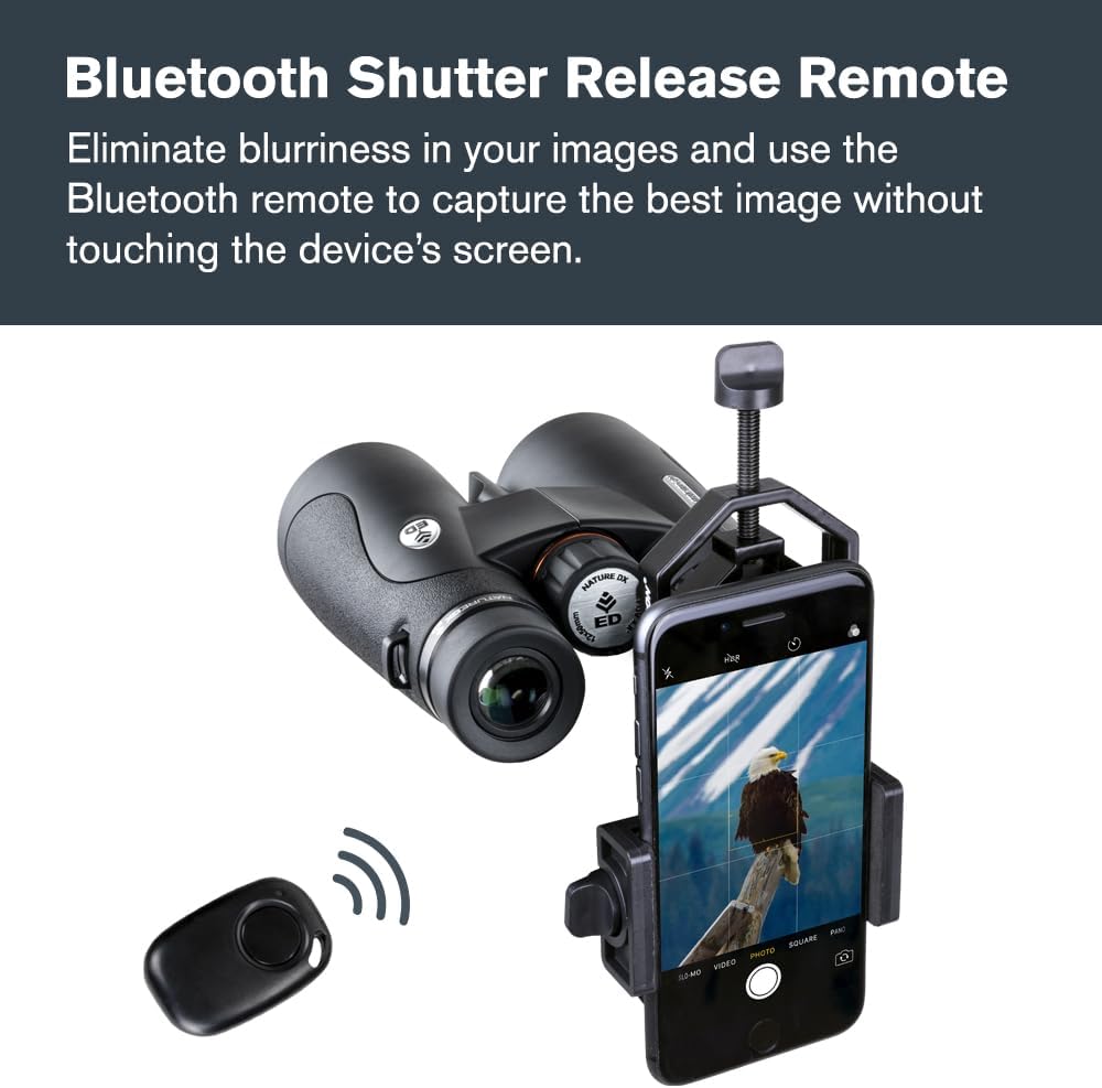 Celestron – Smartphone Adapter and Bluetooth Remote for Telescope, Binoculars & Spotting Scopes – Capture Images & Video Through Your Optics – Simple, Durable, Metal Body - Compact and Travel-friendly