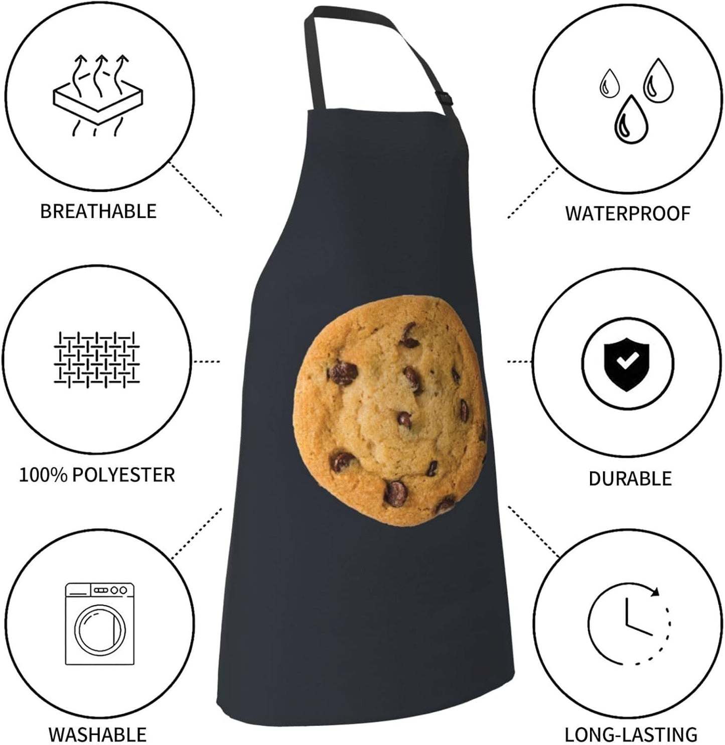 Chocolate Cookie print Waterproof apron with pocket adjustable cooking