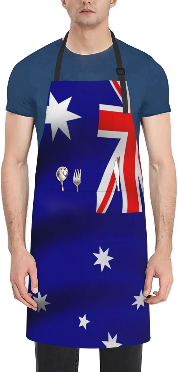 Australian flag print Waterproof chef's apron with pocket apron for ki