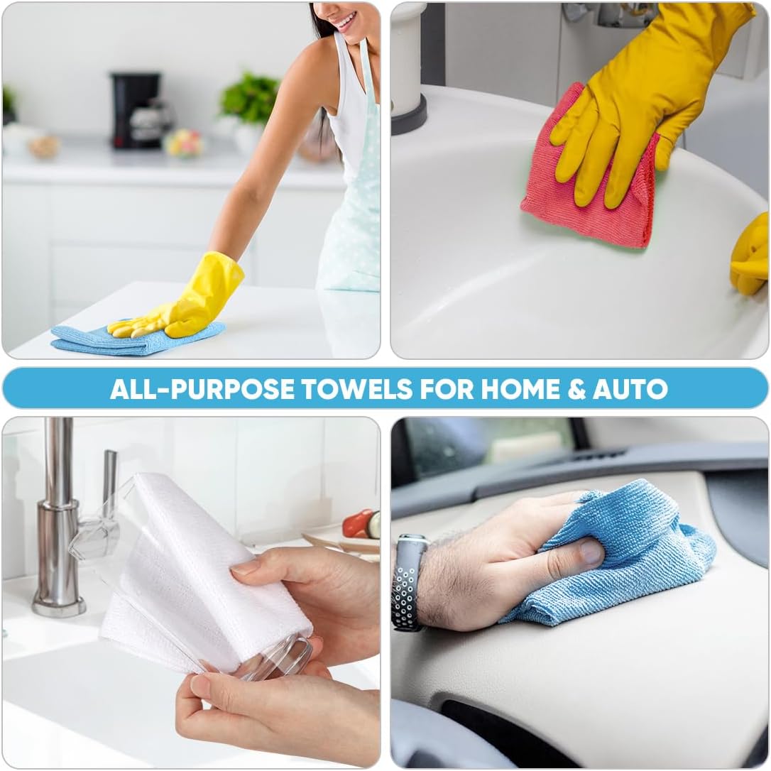 AIDEA Microfiber Cleaning Cloth Roll, Blue Shop Towels 55 Sheets Washa