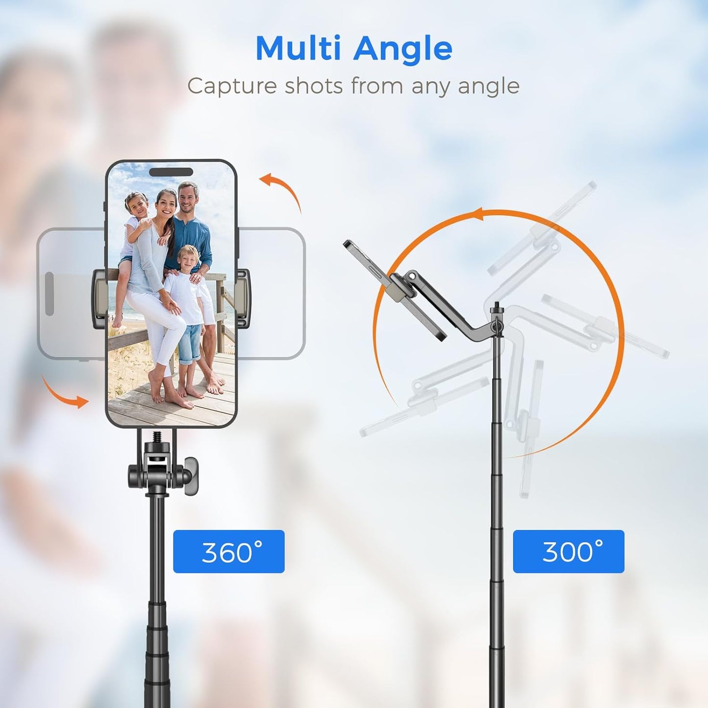 Selfie Stick Travel Tripod for Cell Phone with Remote Control and Phon