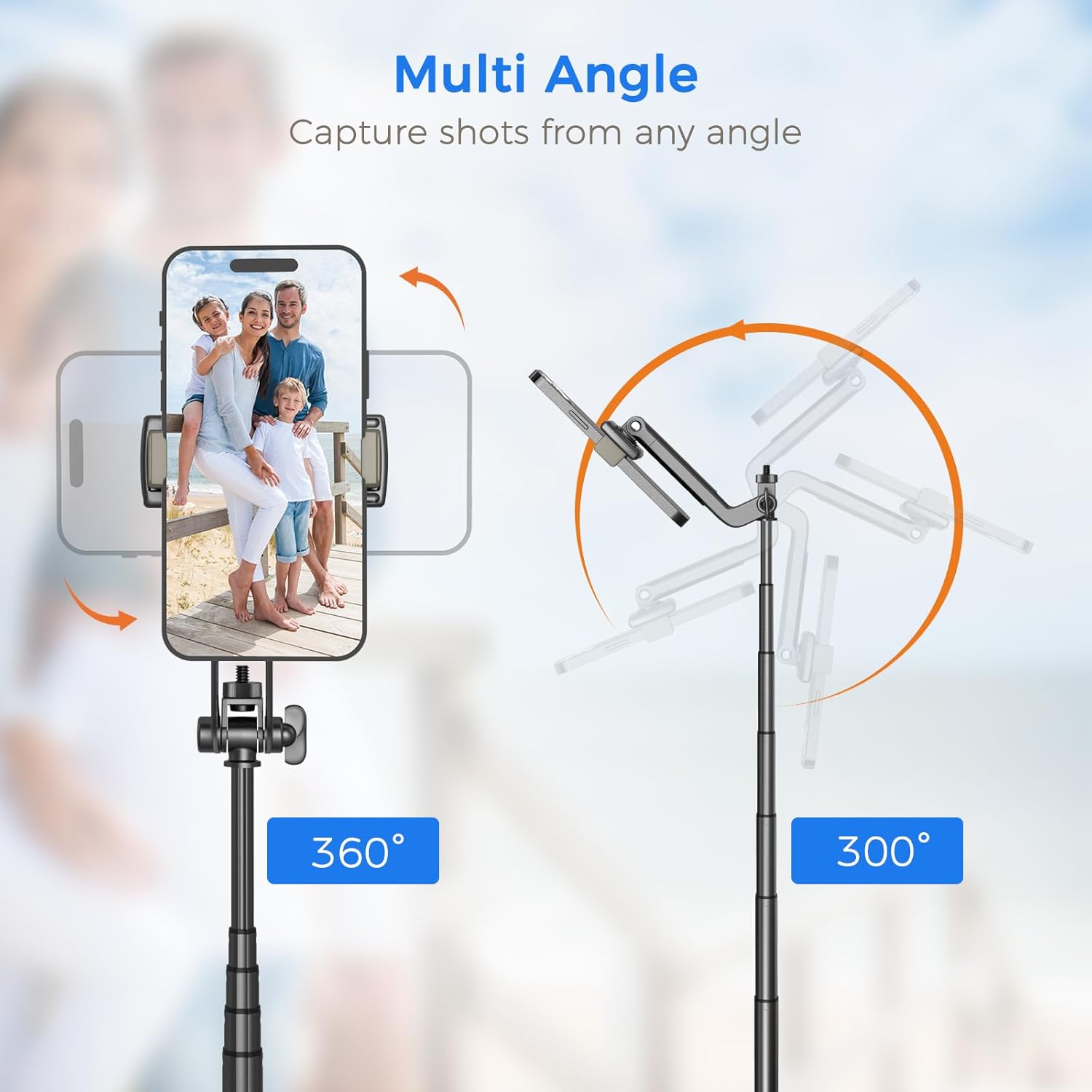Selfie Stick Travel Tripod for Cell Phone with Remote Control and Phon