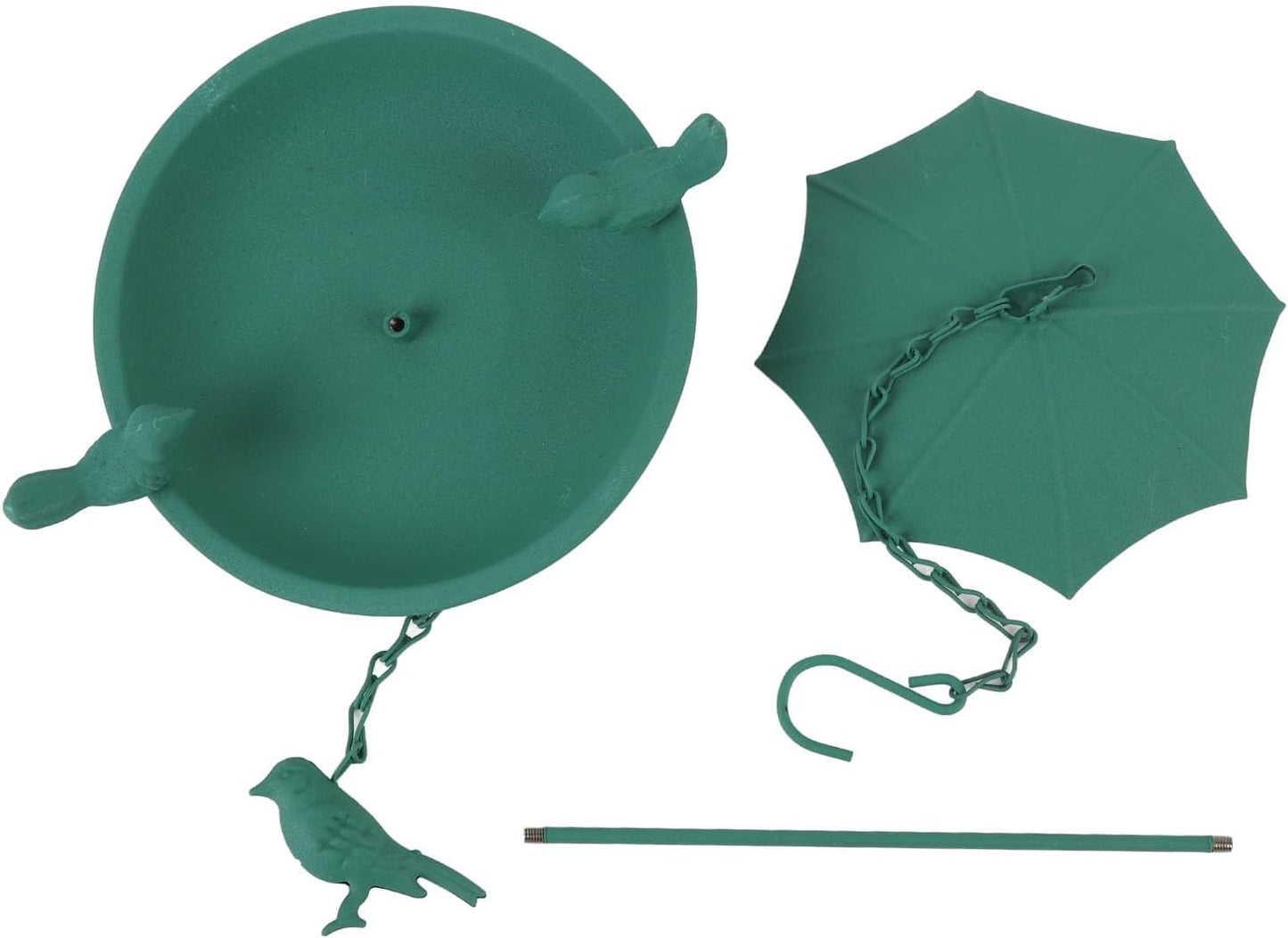 Green Large Capacity Hanging Bird Feeder Iron Umbrella Top Easy to Ins