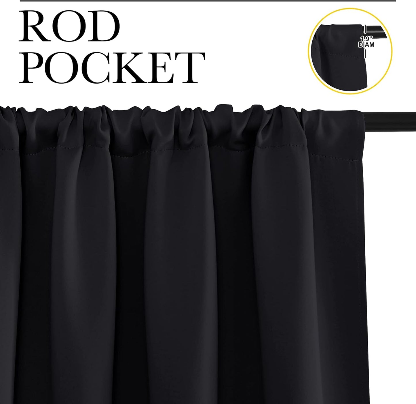 NICETOWN Black Blackout Curtain Blinds - Solid Thermal Insulated Window Treatment Blackout Drapes/Draperies for Bedroom (2 Panels, 42 inches Wide by 63 inches Long, Black)