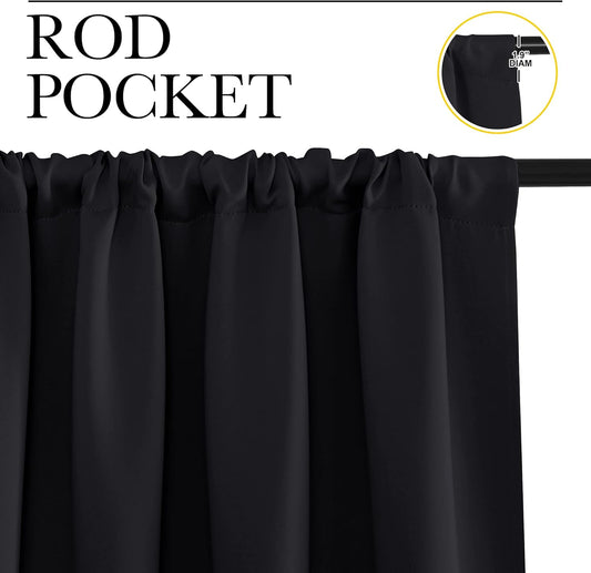 NICETOWN Black Blackout Curtain Blinds - Solid Thermal Insulated Window Treatment Blackout Drapes/Draperies for Bedroom (2 Panels, 42 inches Wide by 63 inches Long, Black)