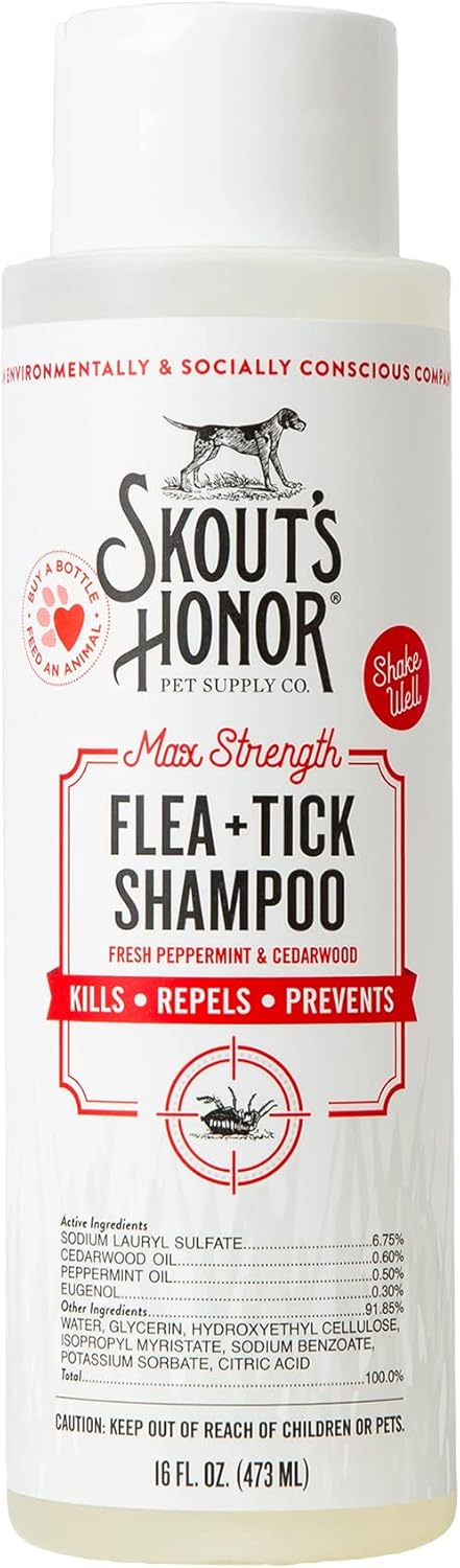 Skout's Honor Flea and Tick Shampoo for Dogs - Natural Peppermint & Ce